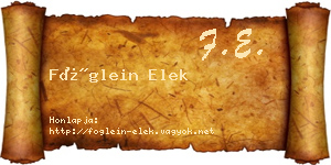 Föglein Elek névjegykártya